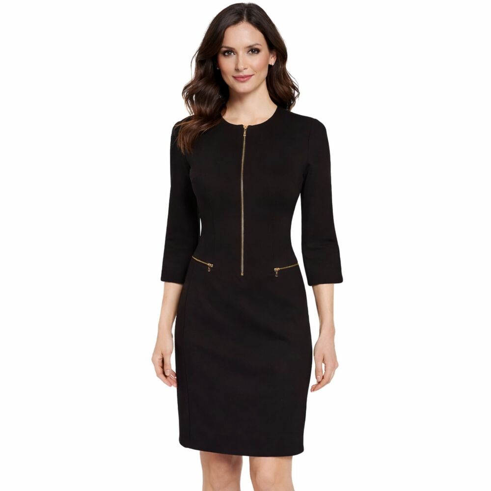 Tracy Negoshian Sheath Dress, Black and Gold | EUC | XS